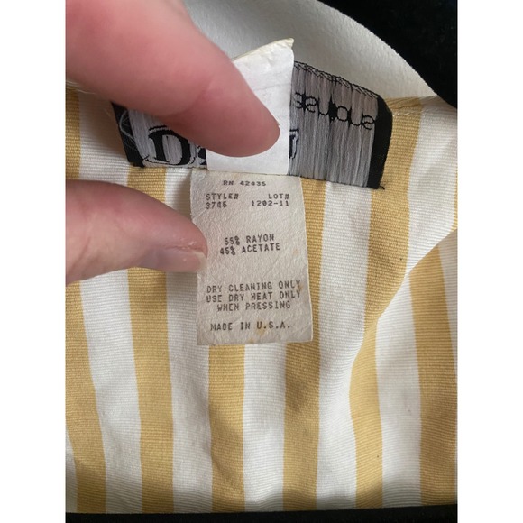 Dawn Joy Fashions Vintage 80s Yellow White Striped Blazer Shoulder Pads Size 8 - Picture 6 of 9